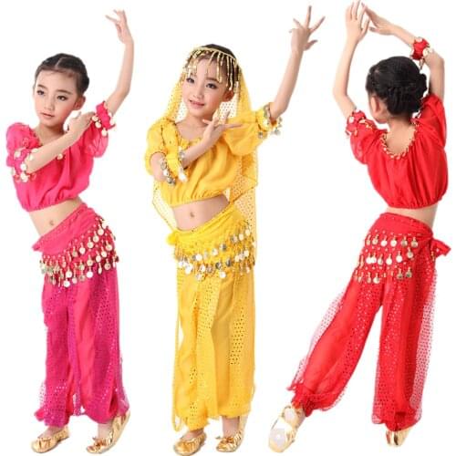 Belly Dance Costume Set Oriental Costumes Kids Children Belly Dance Costumes Girls Short Sleeves Dancing Costumes