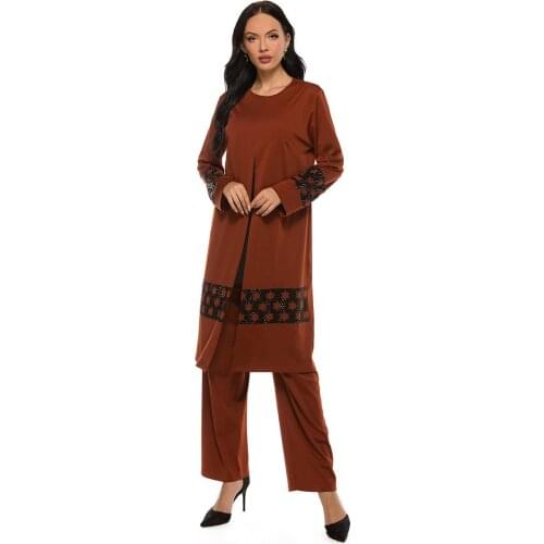 MuslimTwo-Piece Suit Women Islamic Clothing Abaya Dubai 2020 Plus Size Clothes