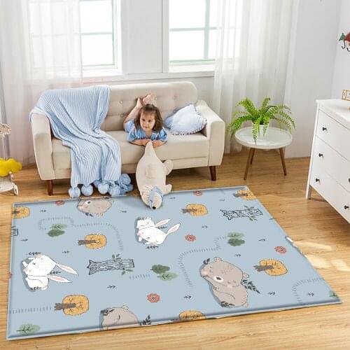 Baby Carpet Baby Play Mat Children Comfortable Rectangle Carpet 2021 Cute Animal Pattern Non-Slip Children Flannel Carpet