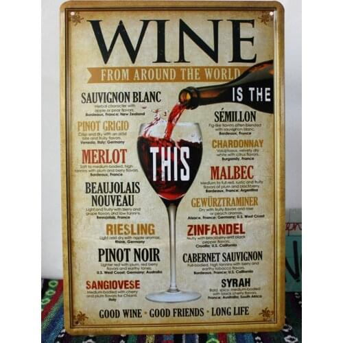 Retro Metal Poster Tin Sign Wine for Home Bar Pub wall vintage decoration ,30x20cm