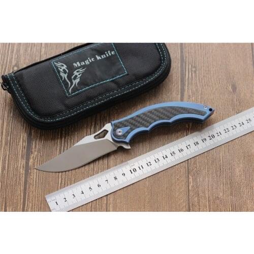 MIKER Wing claw folding knife M390 survival knives cnc carbon fiber titanium Handle hunting knife for kitchen Camping EDC tools