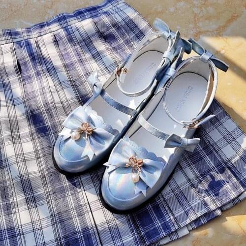 Sweet Girls Cosplay Low Heel Female Kawaii Tea Party Japanese Cute Anime Lolita Shoes Sling Back Women Bowknot Jk Uniform Shoes