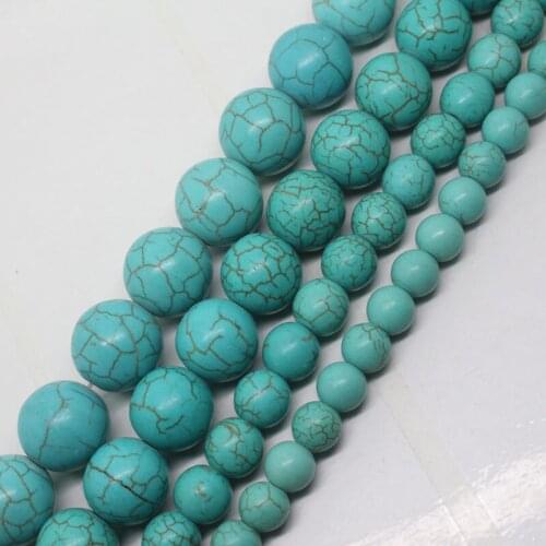Mini. Order is $7!4-18mm Blue Turquoises Round Spacer DIY Fa-store Loose Beads 15"