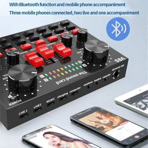 Mobile Phone Microphone Live USB External Sound Card for Computer PC Sing Bluetooth Audio Set Interface DJ Mixer Voice Changer
