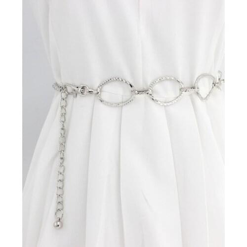 Fashion Girls Metal Waist Chain for Women Gold Plated Belt Decoration for Dresses Accessories String Belts Circle Metal