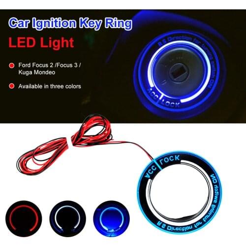 Upgrade Car Ignition Key Ring LED Light Decoration Sticker For Auto Accessories For Ford Focus 2 Focus 3 Kuga Mondeo