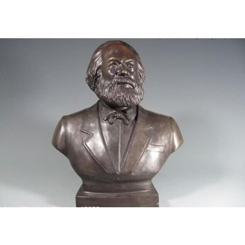 Song voge gem S0555 11 Western Classical Pure Bronze Copper Carved giant Marx Head Art Sculpture