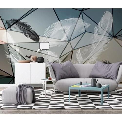 Custom 3D Wallpaper Modern minimalist light geometric white feather mural living room Wallpaper bedroom picture photo Wallpaper