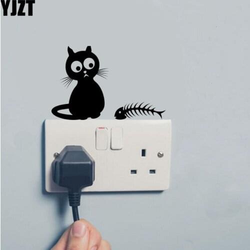 Cat And Fish Wall Decal Decor Vinyl Animal Switch Sticker High Quality Artistic Decorative 8SS-0302