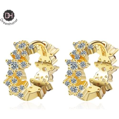 Dreamhonor Simple Three-dimensional Cute Plum Earrings With Zirconium Round Clip Earrings Jewelry Accessories