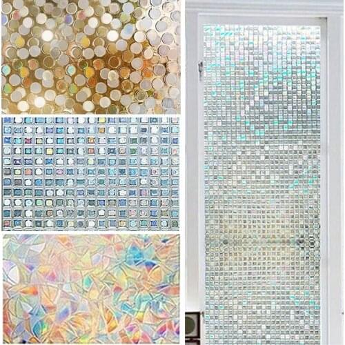 45x100cm PVC Self Adhesive Glass Film Window Frosted Privacy Film 3D Rainbow Decorative Sticker window stickers glass stickers