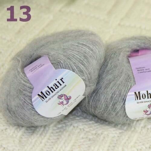 Sale New 2BallsX25g Luxury Soft Mohair Warm Wrap Shawl Hand Knit Crochet Yarn 291-13 Silver