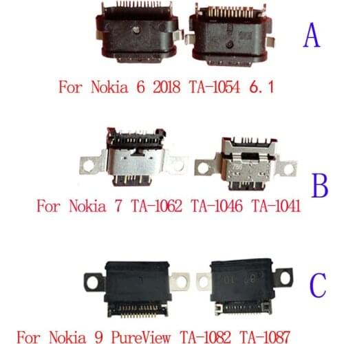 10Pcs Usb Charger Micro Charging Doct Port Connector For Nokia 9 PureView TA-1082 TA-1087 6 2th 2018 TA-1054 6.1 7 TA-1041 Plug