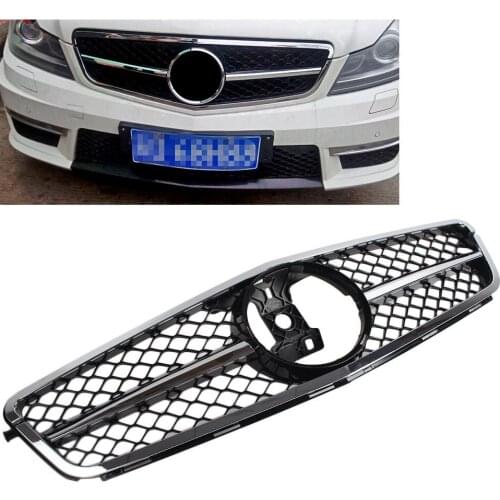 Car Front Grille Grill For Mercedes Benz C-Class W204 C180 C200 C260 C63 2007 2008 2009 2010 2011 2012 2013 2014 w/ Emblem