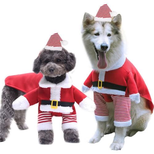 Christmas Pet Dog Cat Costumes Funny Christmas Santa Claus Costume Cute Comfortable Soft Dog Clothes for Medium Large Dogs Cats