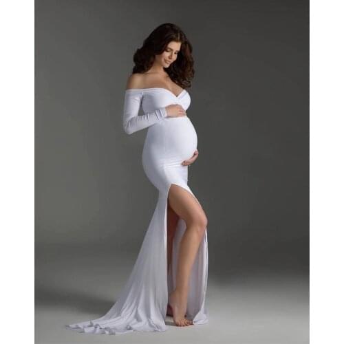 Sexy Deep V Maternity Dresses For Photo Shoot Black White Pregnancy Dress Photography Prop Maxi Dresses For Pregnant Women