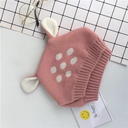 Warm Knit Hat Baby Autumn Casual Solid Color Fake Wool Cap Fashion Ear Decor Childrens Cloth New Cats for Baby Unisex Dot