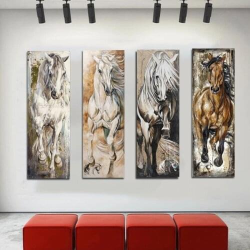 Modern Animal Horse Vintage Canvas Painting Posters Prints Wall Art Abstract Pictures for Living Room Bedroom Home Decor Cuadros