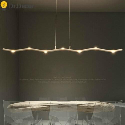 Post-modern Aluminium Designer LED Pendant Lights Lighting Retro Long Strip Pendant Lamp Dining Room Hanging Lamp Light Fixtures