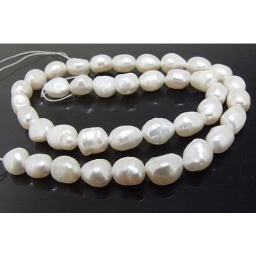 Unique Pearls jewellery Store,7-8mm White Baroque Freshwater Pearl Loose Beads One Full Strand DIY Jewelry For Necklace LS3-0121