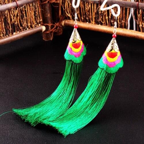 Vintage tassel earrings Ethnic Style Long Drop Dangle Tassel Earrings Bohemian Diy Handmade Women Earrings Jewelry Accessories