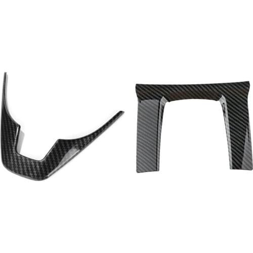 Carbon Fiberinner Style Gear Shift Frame Cover Trim with Carbon Fiber Style Steering Wheel Cover Sticker Trim