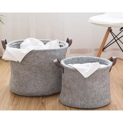 High Quality Felt Soft And Durable Storage Basket Bin With Handles Suitable For Bedroom Closet Toy Laundry Storage Basket