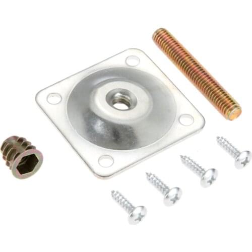 48*48mm Iron Furniture Leg Mounting Plates Soft Table Chair Feet Attachment Plates with M8 Hanger Bolts Screws Adapters