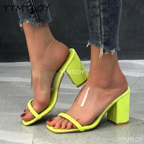 New Women High Heels Female Slippers Candy Color Sandals Outdoor Summer 2021 Zapatillas Mujer Casa Sapatos Femininos