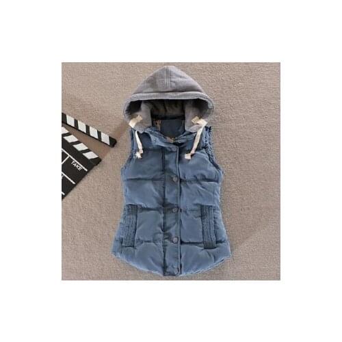 Hooded Vest Women Autumn Winter Cotton Padded Colete Feminino Veste Femme Gilet Waistcoat 8 Colors