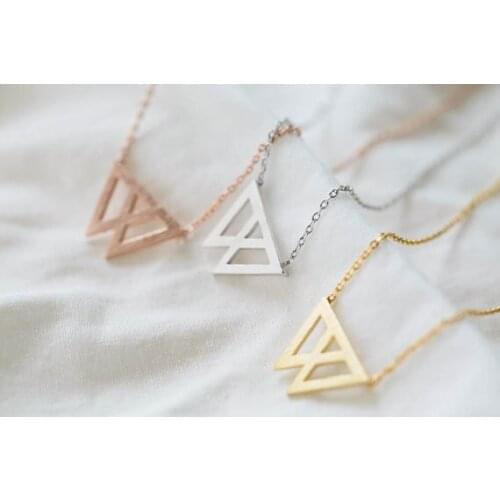 Fashion rose plated chevron triangle joined Necklace Pendant Necklace for women