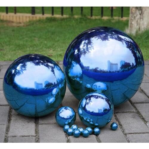 1PCS 200MM Stainless Steel Hollow Ball Mirror Polished Blue Shiny Sphere For Kinds of Ornament and Decoration