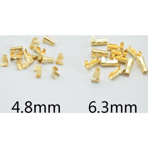 100pcs 6.3mm 4.8mm Car Wiring Harness Terminal Connectors 452 U-shaped terminal tab cold inserts wire cable lug,0.3-0.75-2.5mm2