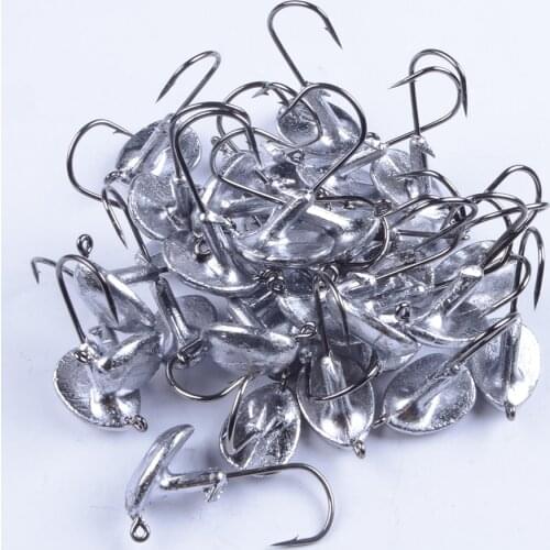 100pcs/lot Jump Jig Head Fishing Hook 3.5g 5g 7g 10g 14g Tumbler Anti-hanging grass Lead Head Fishing Hooks Soft Lure Tackle