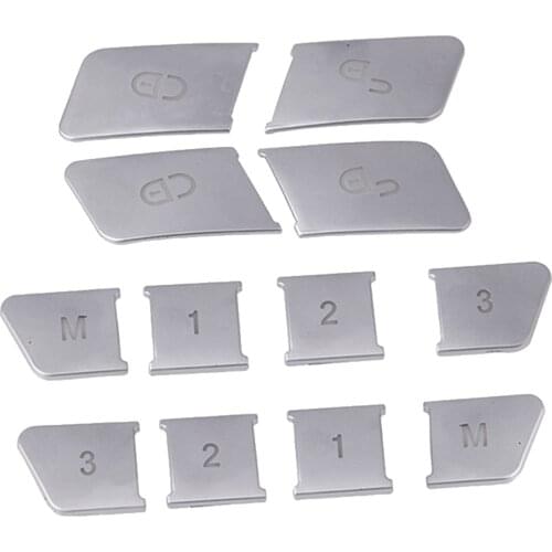 12 Pieces Patch Switch Button Trim Inner Car Seat Memory Door Lock Unlock Cover Sticker Window Glass for Benz Decoration