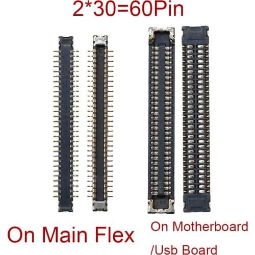 2pcs 60pin Micro USB Charging Port FPC Connector On Main Flex For Xiaomi Mi 9T Mi9T F2 Pro F2Pro Dock Port On Motherboard Board