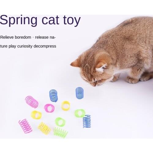 20Pcs Cat Spring Toy Plastic Colorful Coil Spiral Springs Pet Action Wide Durable Interactive Toys Kitten Cat Toys Wide Durable