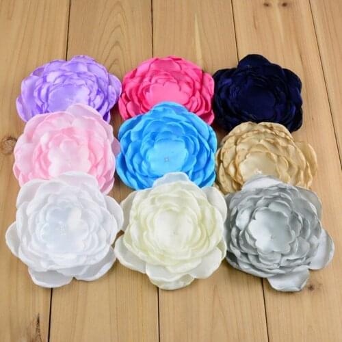 200pcs/lot 4" Burned Satin Flower Handmade Multi Petal Hair Flowers for Boutique Hair Accessories Fabric Burn Edge Flowers DIY