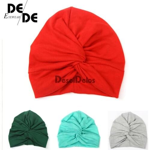2019 New Designed Cute Baby Hat Cotton Soft Turban Knot Girl Summer Hat Bohemian style Kids Newborn Cap for baby girls