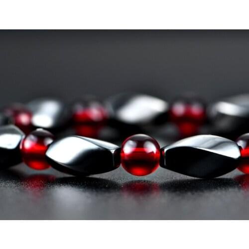 32CE Fashion Hematite Stone Therapy Beads Bracelet Unisex Bangle Jewelry