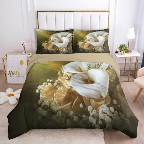 3D Flower Design Bedding Set Duvet Cover Set Quilt Covers Sets Comforter Case King Queen Double Single Size Home Textile