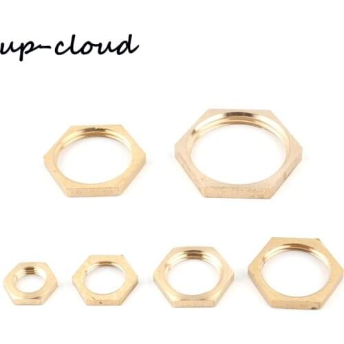 5pcs Brass 1/8" 1/4" 3/8" 1/2" 3/4" 1" 1.2 Inch Thread Hexagon Nuts Water Fish Tank Metal Sealing Fittings