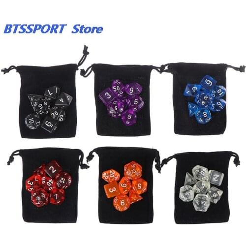 7pcs/set DnD Polyhedral Dice Set for Tabletop Games RPG MTG D4 D6 D8 D10 D% D12 D20 6Colors for Choose