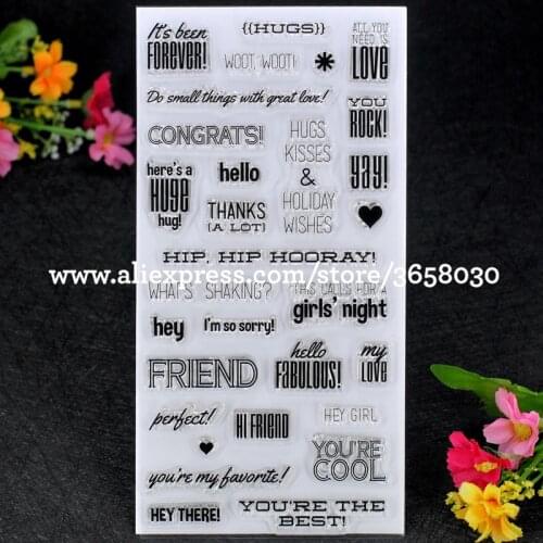 FRIEND YOU ROCK HUGS HOLIDAY WISHES Scrapbook DIY photo cards account rubber stamp clear stamp transparent stamp 11x20cm 8072317