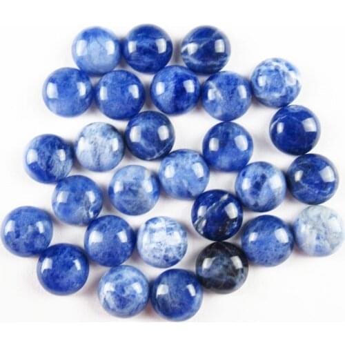 Free Shipping) 10Pcs 3g Natural Old Sodalite Round CAB CABOCHON 8mm