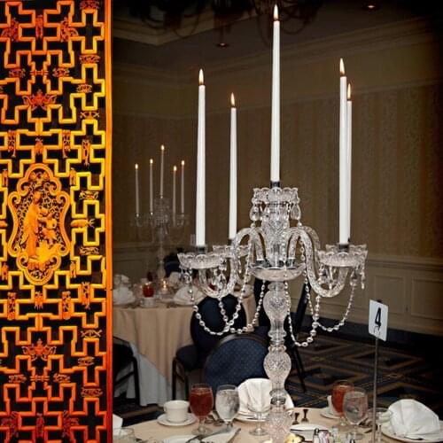 Big Restaurant crystal glass table lamp & candelabra wedding led tall candle holder party dining room crystal candlestick light