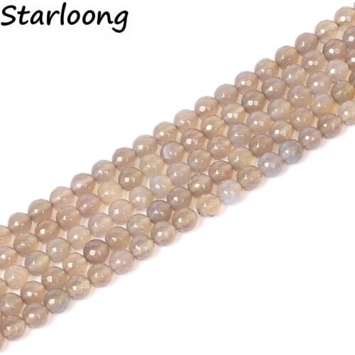 New arrival 4-12mm faceted gray agata stone Natural Stone Beads loose strand 15" For Making Jewelry Diy bracelets necklaces