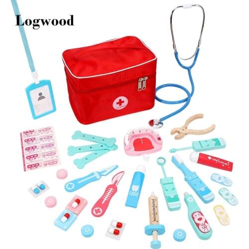 Wooden Doctor Toys Pretend to Simulate Real Life Injection Toys Medical Kit Accessories Childrens Toys Ddoctor Set For Kids