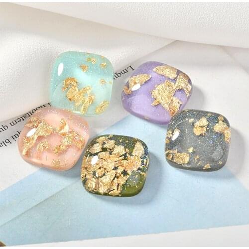Fantasy Shining Square Resin Cabochons Flatback Acrylic Plastic Half Pill Patch Diy Earrings Hair Accessories 40pcs 18*18mm