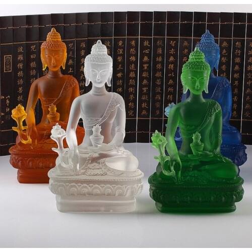 Fengshui New Coloured glaze buddha statue Bhaisajyaguru figure Bhaisajya Buddha figurine medicine Buddha Bodhisattva Good luck